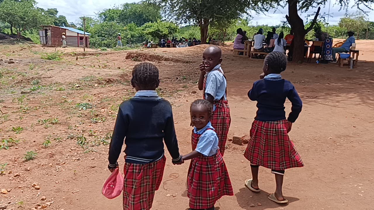 Children walking hand in hand